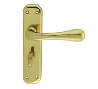 Loops PAIR Heavy Duty Lever on Angular Bathroom Backplate 180 x 40mm Polished Brass in Metallics Loops Metallics