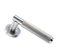 Loops PAIR Knurled Grip Round Bar Handle on Round Rose Concealed Fix Satin Nickel in Metallics Loops Metallics