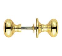 Loops PAIR Large Mushroom Rimmed Mortice Door Knob 53mm Diameter Polished Brass in Metallics Loops Metallics