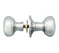 Loops PAIR Large Mushroom Rimmed Mortice Door Knob 53mm Diameter Satin Chrome Loops Multicolor