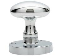 PAIR Large Oval Mortice Door Knob 61mm Diameter Polished Chrome Door Handle