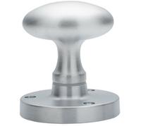 Pair - Large Oval Mortice Door Knob - 61mm Diameter - Satin Chrome Door Handle | Traditional Interior Door Mortice Knob - Lock or Latch Mechanism Inset into Door - Sprung Turn Handle