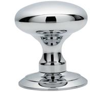 Pair Large Rounded Mortice Door Knob 65mm Diameter Polished Chrome