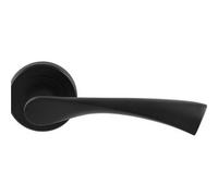 Loops Pair Matt Black Door Handle Angular Twisted Lever On Round Rose Concealed Fix