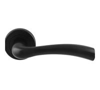 Loops Pair Matt Black Door Handle Curved Flowing Flared Lever Round Rose Concealed Fix