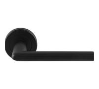 Loops Pair Matt Black Door Handle Slimline Straight Bar Lever Round Rose Concealed Fix