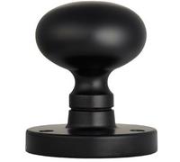 Loops PAIR Mushroom Mortice Door Knob Half Sprung 52mm Diameter Matt Black Loops Black