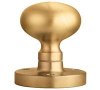 Loops PAIR Mushroom Mortice Door Knob Half Sprung 52mm Diameter Satin Brass in Metallics Loops Metallics