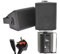 Loops Pair of Black 60W Powered/Active Wall Speakers Satellite Stereo Home Cinema Mini Loops Black