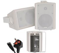 Loops Pair Of White 60W Powered/active Wall Speakers Satellite Stereo Home Cinema Hifi