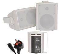 Loops Pair of White 60W Powered/Active Wall Speakers Satellite Stereo Home Cinema HiFi Loops White