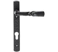 Loops PAIR Ornate Twisted Lever on Narrow Euro Backplate 220 x 28mm Black Antique Loops Black