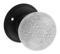 Loops Pair Porcelain Mushroom Mortice Interior Door Knob Midnight Crackle & Matt Black