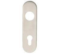 Loops Pair Radius Lock Euro Cylinder Plate Cover 170 X 45 X 8mm Satin Steel Din 72Cc