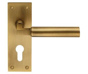 Loops PAIR Round Bar Handle on Slim Euro Lock Backplate 150 x 50mm Antique Brass in Metallics Loops Metallics