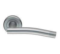 Loops Pair Round Bar Handle with Arch - Concealed Fix Round Rose - Satin Chrome | Door Handle Lever on Screwless Rose - Internal Door Hardware - Screws, Fixings and Spindle Included