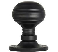 Loops PAIR Round Textured Mortice Door Knob 52mm Dia Matt Black Beehive Knob Loops Black
