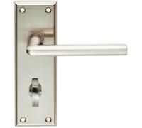 Loops PAIR Rounded Lever on Bathroom Backplate Handle 150 x 50mm Satin Nickel in Metallics Loops Metallics