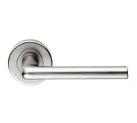 Loops Pair Rounded Straight Bar Door Handle Concealed Fix Round Rose Satin Chrome