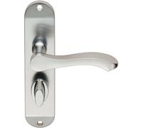 Loops PAIR Scroll Lever Door Handle on Bathroom Backplate 180 x 40mm Satin Chrome Loops Multicolor