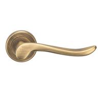 Loops PAIR Scroll Shaped Lever Handle on Round Rose Concealed Fix Antique Brass in Metallics Loops Metallics