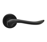 Loops PAIR Scroll Shaped Lever Handle on Round Rose Concealed Fix Matt Black Loops Black