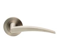 Loops PAIR Slim Arched Flat Lever on Round Rose Concealed Fix Satin Stainless Steel in Metallics Loops Metallics