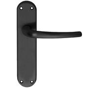 Loops PAIR Slim Round Bar Handle on Shaped Latch Backplate 185 x 40mm Matt Black Loops Black