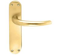 Loops PAIR Slim Round Bar Handle on Shaped Latch Backplate 185 x 40mm Satin Brass in Metallics Loops Metallics