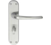 Loops PAIR Slim Round Bar Lever on Shaped Bathroom Backplate 185 x 40mm Satin Chrome Loops Multicolor