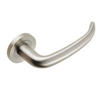Loops PAIR Slim Rounded Inward Curved Lever on Round Rose Concealed Fix Satin Steel in Metallics Loops Metallics