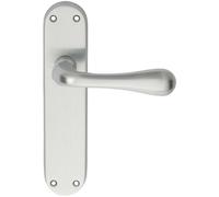 PAIR Smooth Round Bar Handle on Latch Backplate 185 x 40mm Satin Chrome