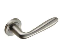 PAIR Smooth Rounded Bar Handle on Round Rose Concealed Fix Satin Steel