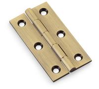 Loops Pair Solid Brass Cabinet Butt Hinge - 64mm - Antique Brass Premium Cupboard