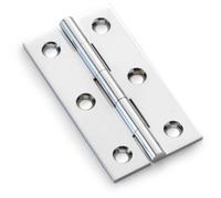 Loops Pair Solid Brass Cabinet Butt Hinge - 64mm - Polished Chrome Premium Cupboard
