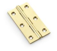 Loops Pair Solid Brass Cabinet Butt Hinge - 75mm - Polished Brass Premium Cupboard