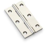 Loops Pair Solid Brass Cabinet Butt Hinge - 75mm - Polished Nickel Premium Cupboard