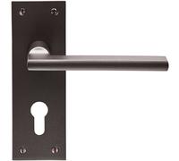 Loops PAIR Straight Bar Handle on Slim Euro Lock Backplate 150 x 50mm Matt Bronze Loops Multicolor