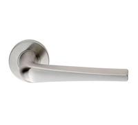 Loops PAIR Straight Flat Topped Bar Handle on Round Rose Concealed Fix Satin Steel in Metallics Loops Metallics