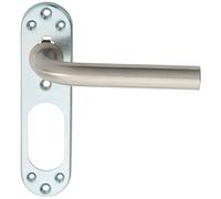 PAIR Straight Lever on Steel Inner Backplate 168mm Door Handle Satin Steel