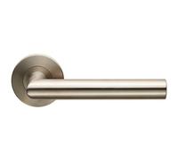Loops PAIR Straight Mitred Bar Handle on Slim Round Rose Concealed Fix Satin Steel in Metallics Loops Metallics