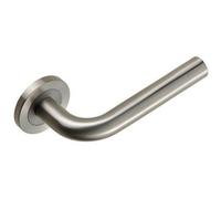 Loops PAIR Straight Round Bar Handle on Round Rose Concealed Fix Satin Steel in Metallics Loops Metallics