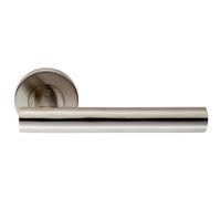 Loops PAIR Straight Round T Bar Handle on Round Rose Concealed Fix Satin Steel in Metallics Loops Metallics