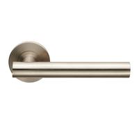 Loops PAIR Straight Round T Bar Lever on Slim Round Rose Concealed Fix Satin Steel in Metallics Loops Metallics