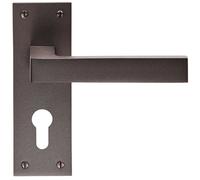 Loops PAIR Straight Square Handle on Euro Lock Backplate 150 x 50mm Matt Bronze Loops Multicolor