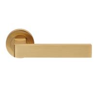 Loops PAIR Straight Square Handle on Round Rose Concealed Fix Satin Brass in Metallics Loops Metallics