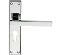 Loops PAIR Straight Square Lever on Euro Lock Backplate 180 x 40mm Polished Chrome Loops Multicolor