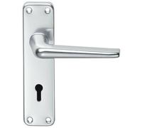PAIR Straight Tapered Handle on Lock Backplate 152 x 41mm Satin Aluminium