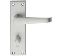 Loops PAIR Straight Victorian Handle on Bathroom Backplate 150 x 43mm Satin Chrome Loops Multicolor