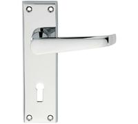Loops PAIR Straight Victorian Handle on Lock Backplate 150 x 43mm Polished Chrome Loops Multicolor